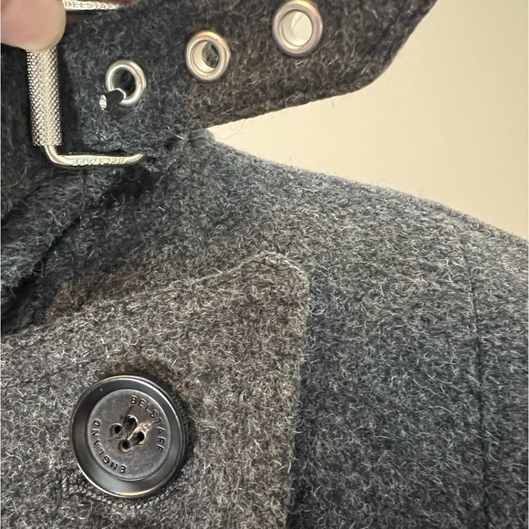 Belstaff Fayer Cashmere Blend Double Breasted Convertible Peacoat Coat 48 Gray - Picture 4 of 16